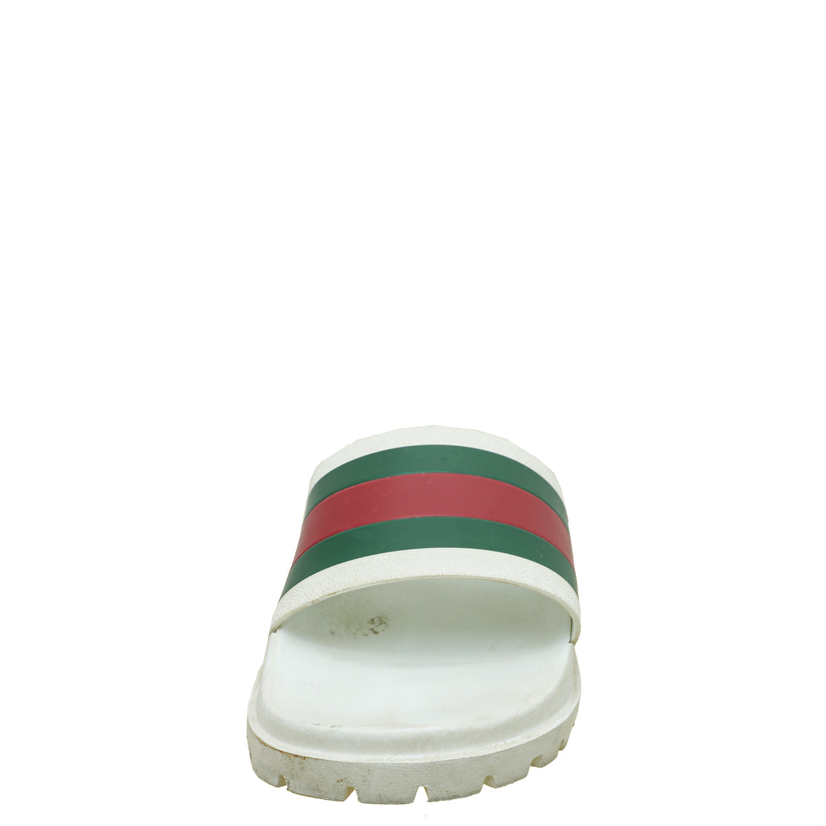 Gucci White Men's Web Rubber Slide Sandals 9