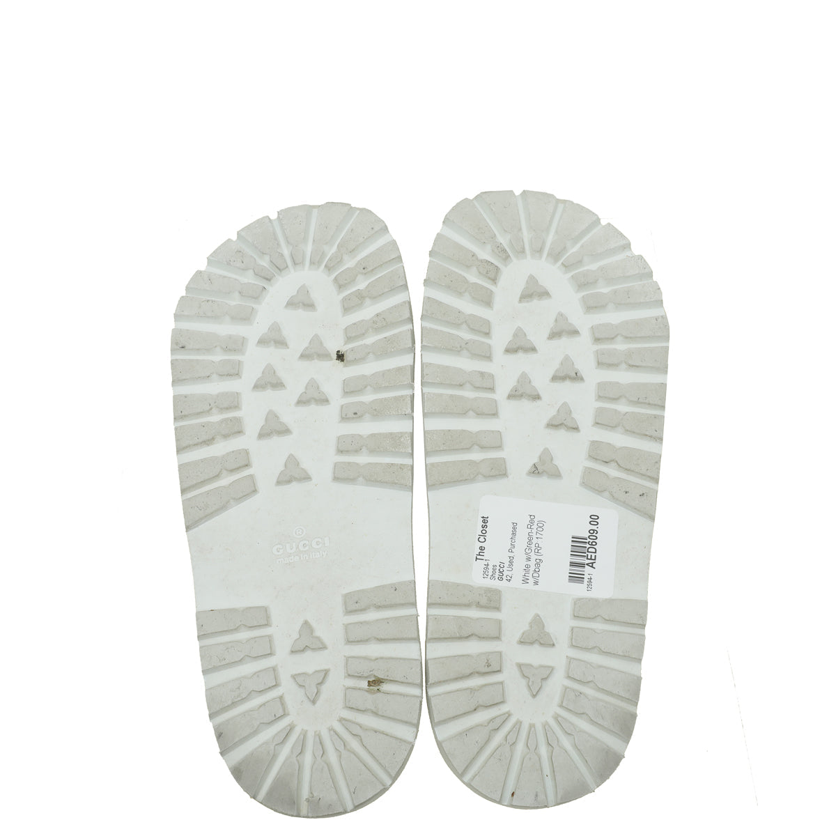 Gucci White Men's Web Rubber Slide Sandals 9