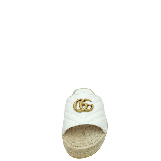 Gucci White GG Marmont Espadrille Slide Sandals 35.5
