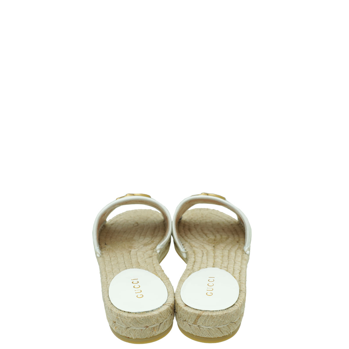 Gucci White GG Marmont Espadrille Slide Sandals 35.5