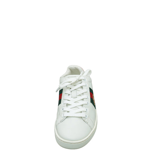 Gucci White Bee Embroidered Ace Sneakers 36
