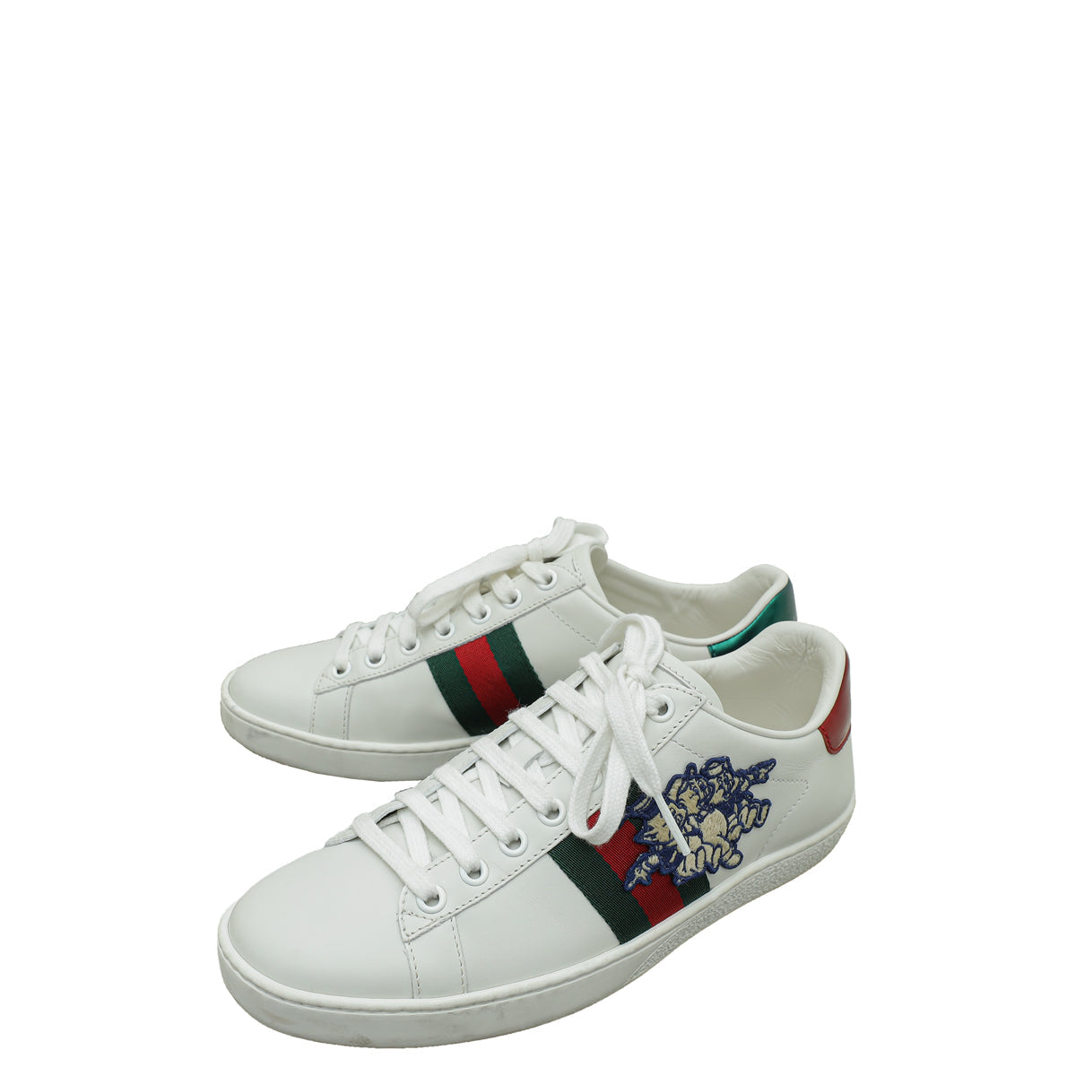 Gucci White X Disney Three Little Pigs Embroidered Ace Sneakers 37