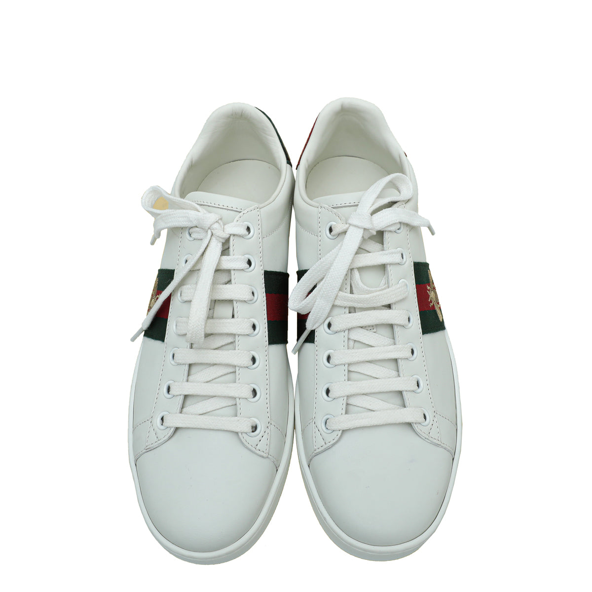 Gucci White Ace Bee Embroidered Sneakers 38