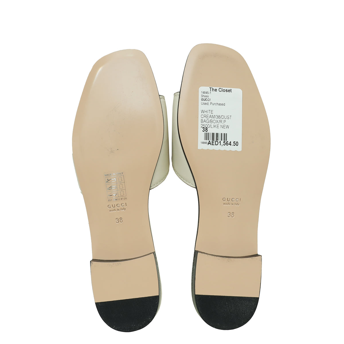Gucci White Cream GG Cut Out Flat Sandal 38