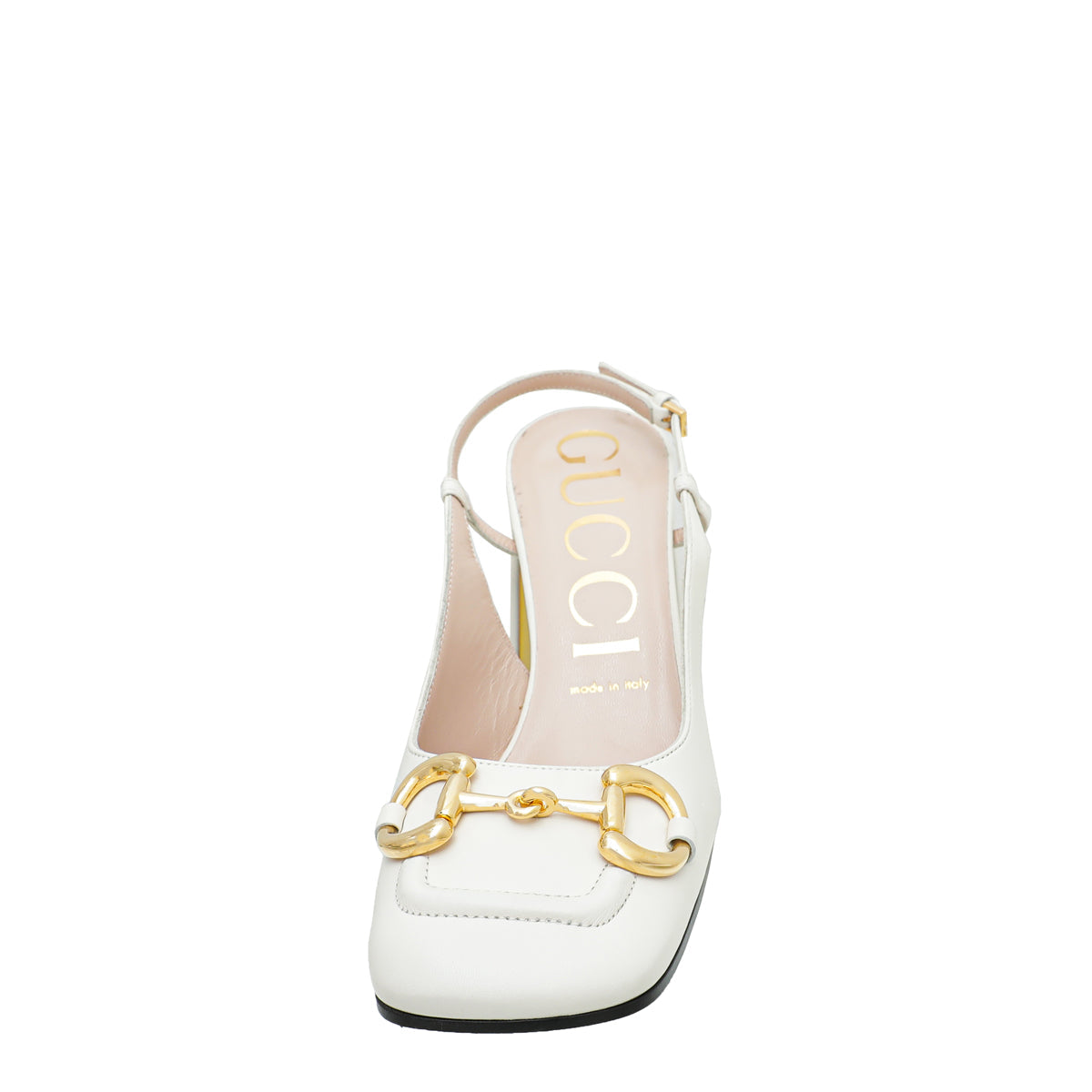 Gucci White Horsebit Mid-heel Slingback 38