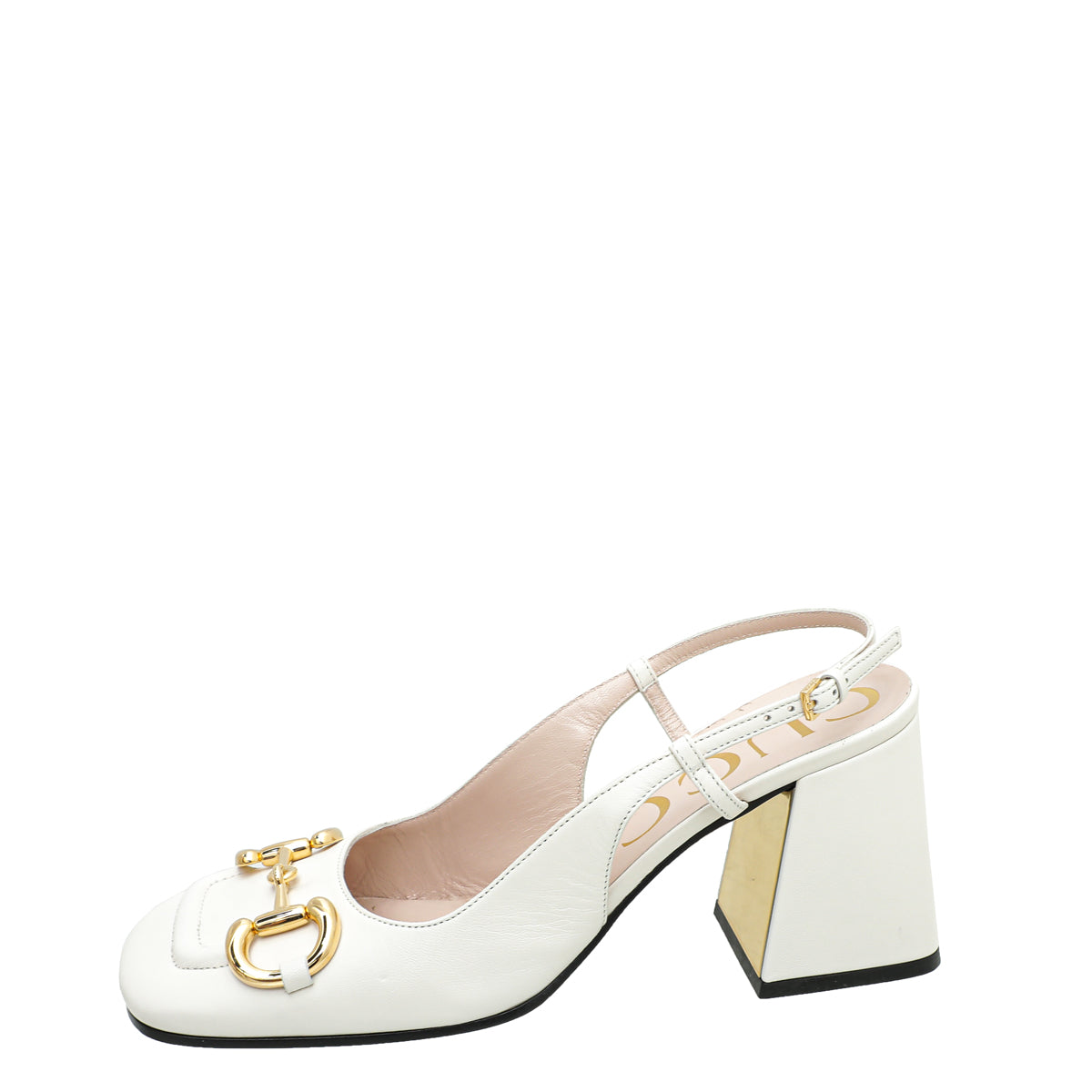 Gucci White Horsebit Mid-heel Slingback 38