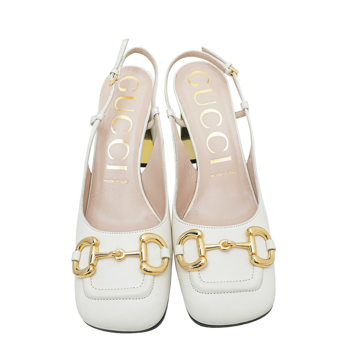 Gucci White Horsebit Mid-heel Slingback 38