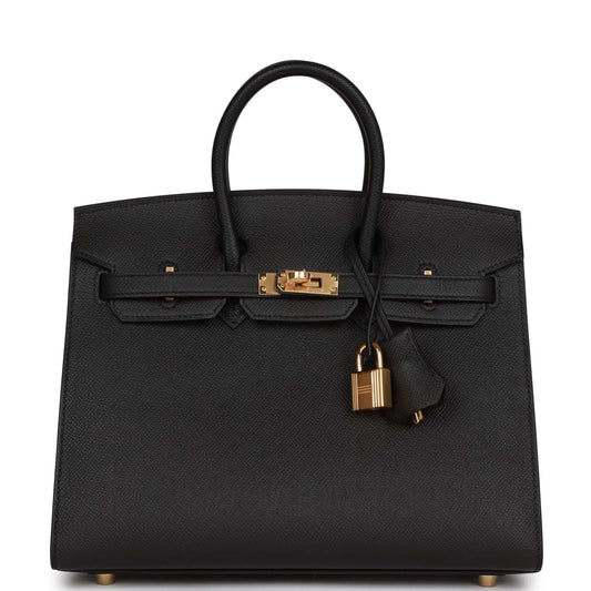Hermes Birkin Sellier 25 Black Epsom Gold Hardware