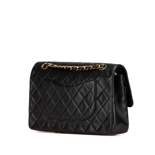 Black Chanel Medium Classic Lambskin Double Flap Shoulder Bag