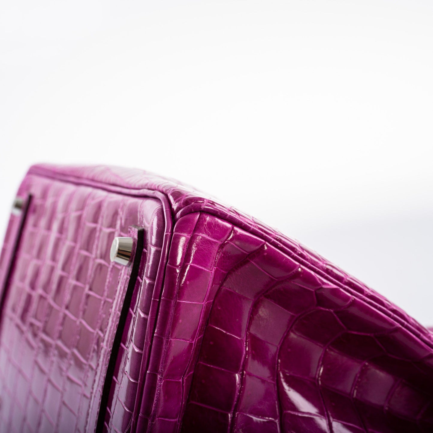 Hermes Birkin 35 Rose Scheherazade Shiny Porosus Crocodile Palladium Hardware - 2013, Q Square