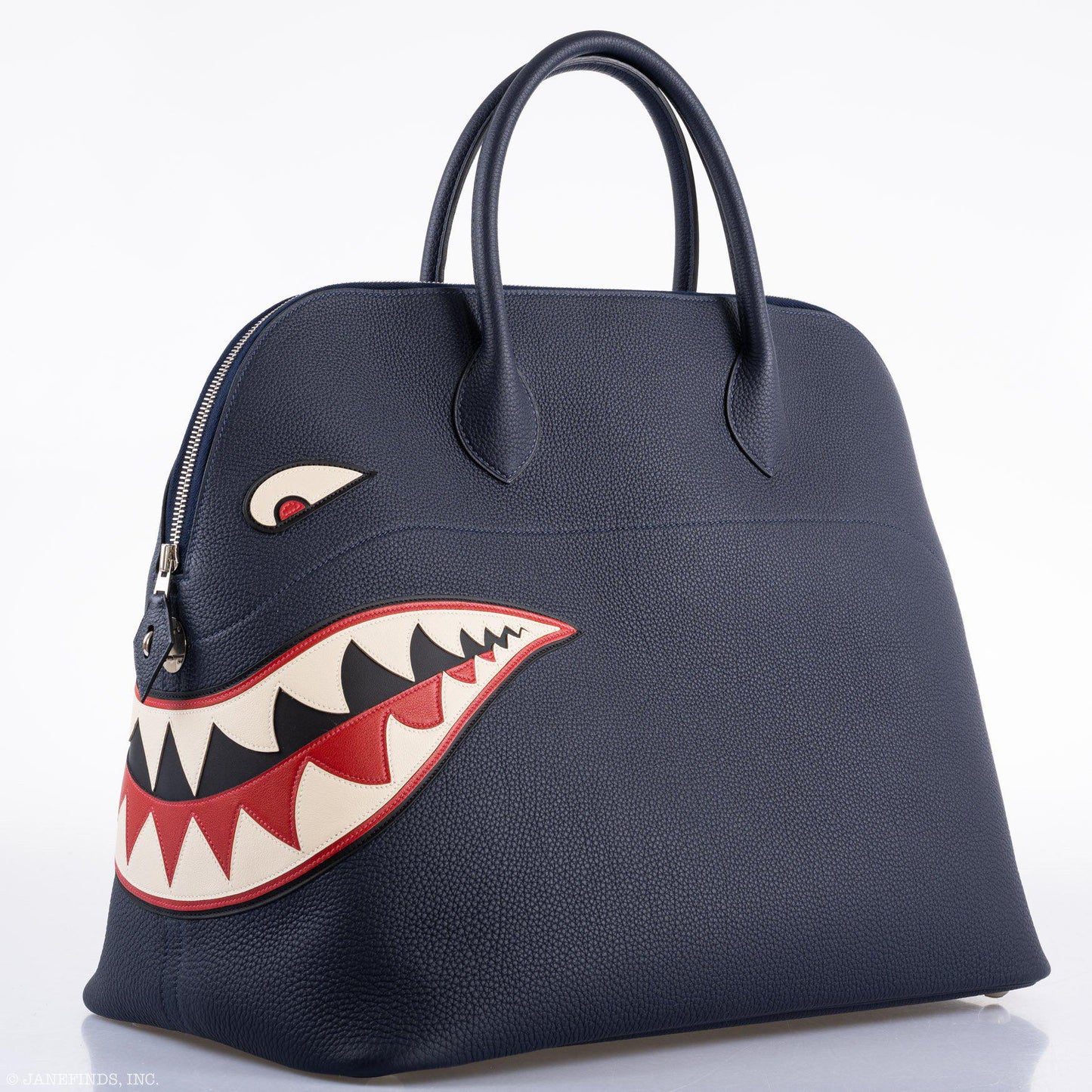 Hermes Bolide 40 Shark Indigo Blue Togo Unisex Bag Palladium Hardware