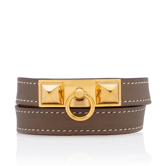 Hermes Box Calfskin Rivale Double Tour Bracelet - FINAL SALE (SHF-19609)