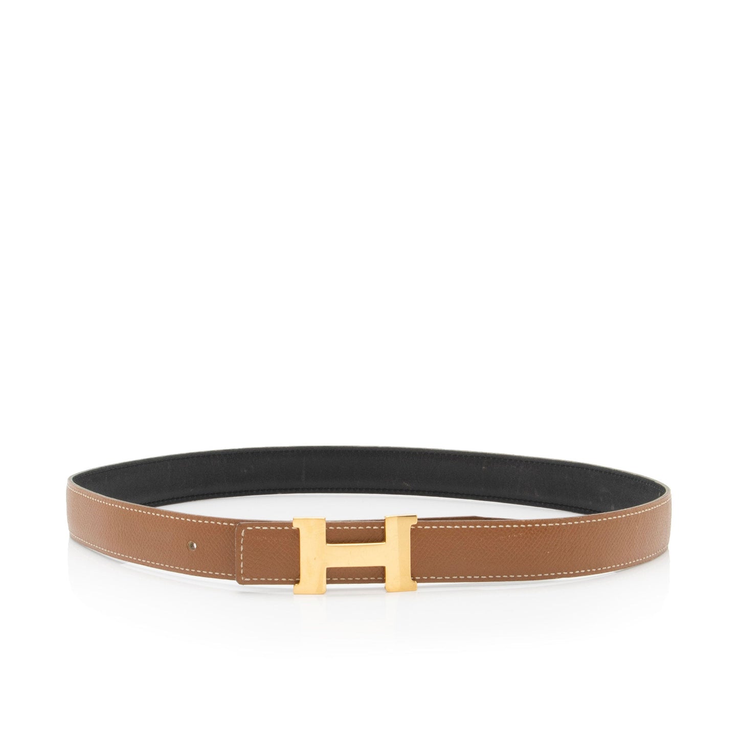 Hermes Vintage Box Calfskin Epsom Leather 24mm Reversible H Belt - Size 28 / 70 (SHF-eXz430)