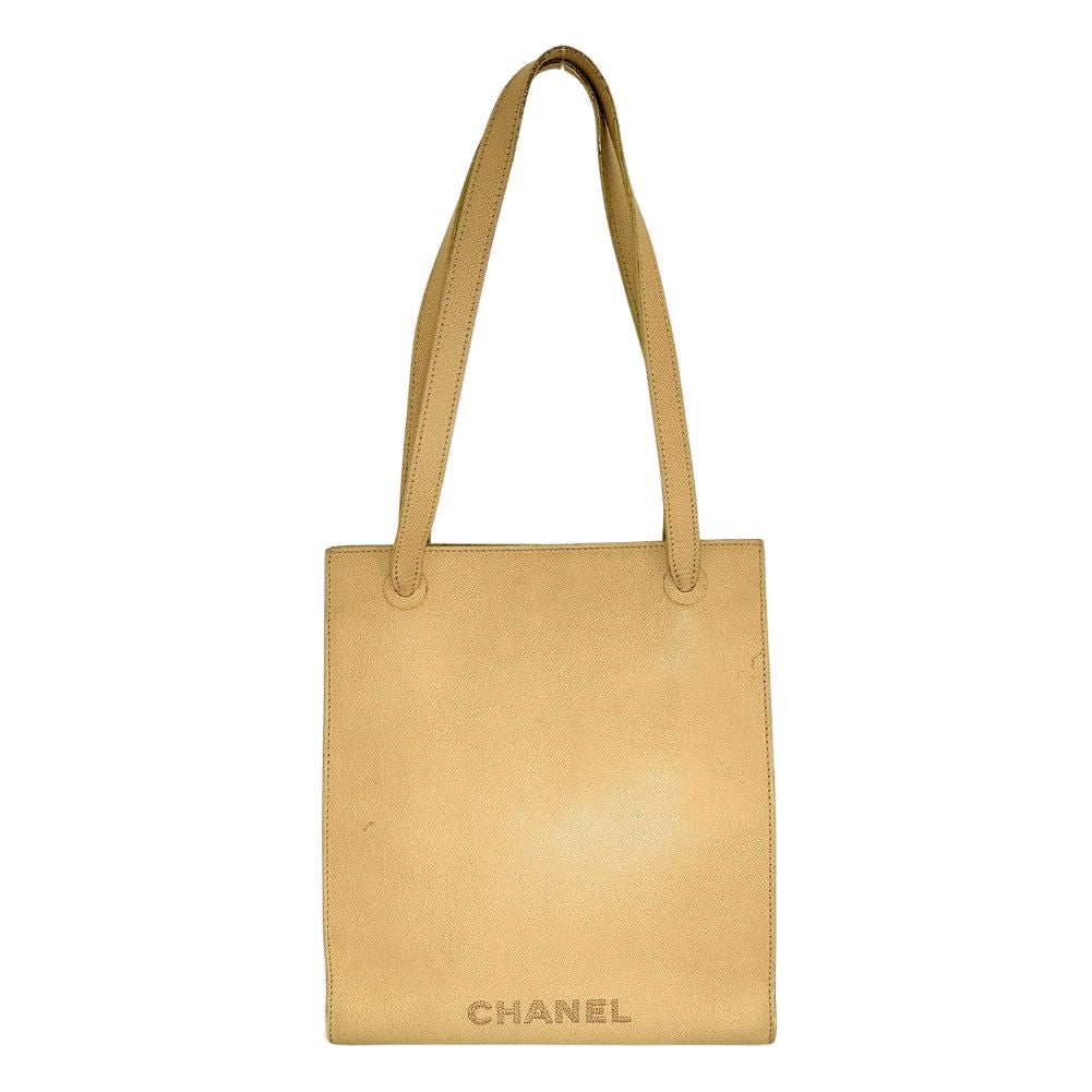 CHANEL Shoulder Bag leather yellow logo Women Used
