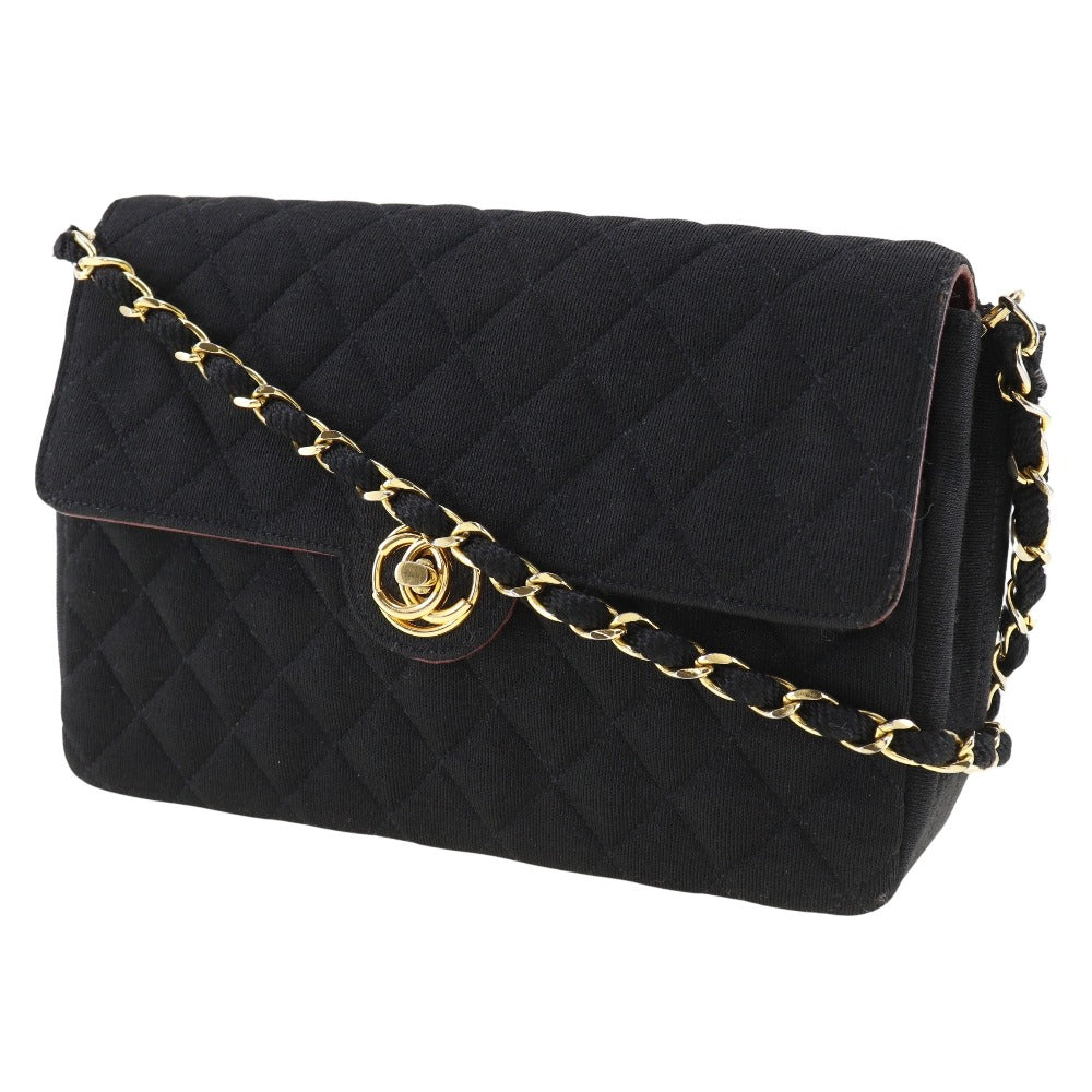 CHANEL Shoulder Bag cotton black ChainShoulder Women Used