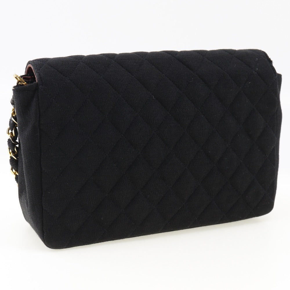 CHANEL Shoulder Bag cotton black ChainShoulder Women Used