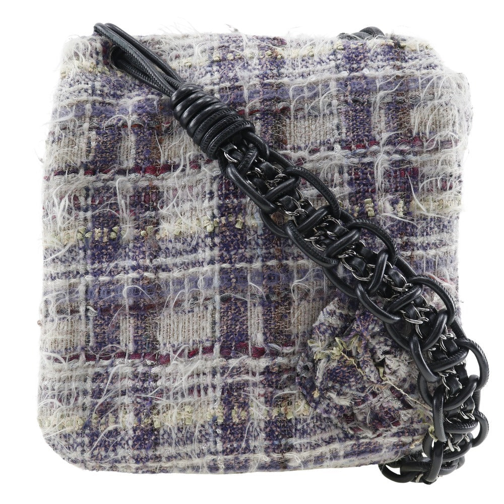 CHANEL Shoulder Bag tweed purple Women Used