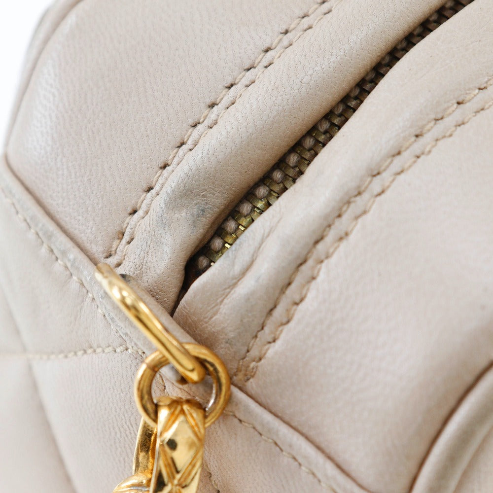CHANEL Shoulder Bag lambskin beige Matrasse ChainShoulder