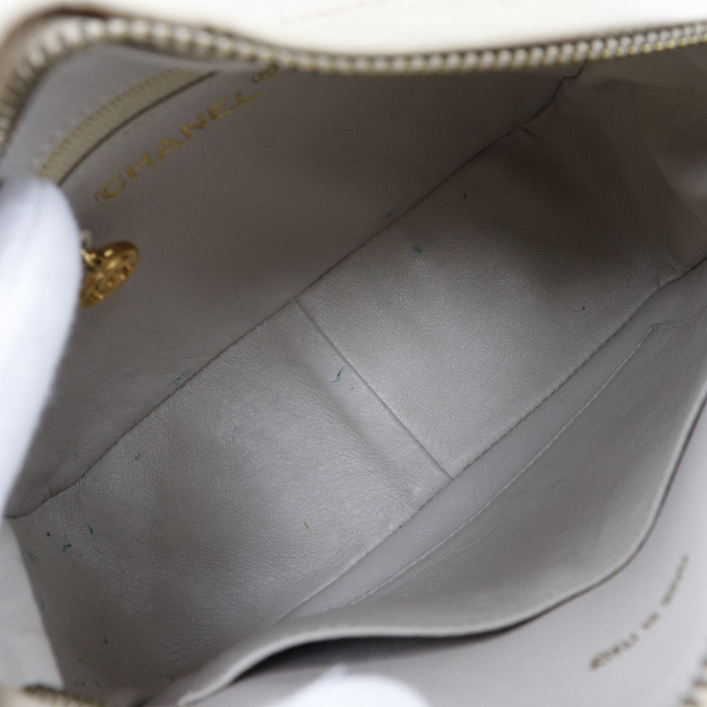 CHANEL Shoulder Bag lambskin beige Matrasse ChainShoulder