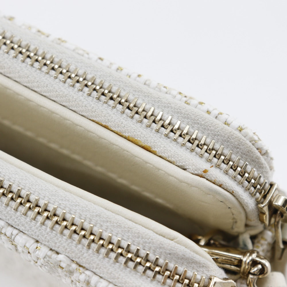 CHANEL Shoulder Bag A84415 tweed White 2-way clutch Deauville ChainShoulder