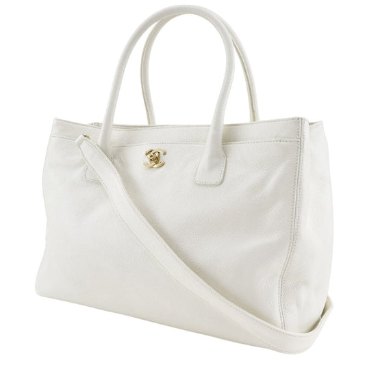 CHANEL Tote Bag A15206 Caviar skin White 2WAYShoulder Executive tote