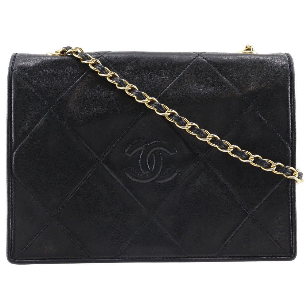 CHANEL Shoulder Bag lambskin black Diamond stitch ChainShoulder
