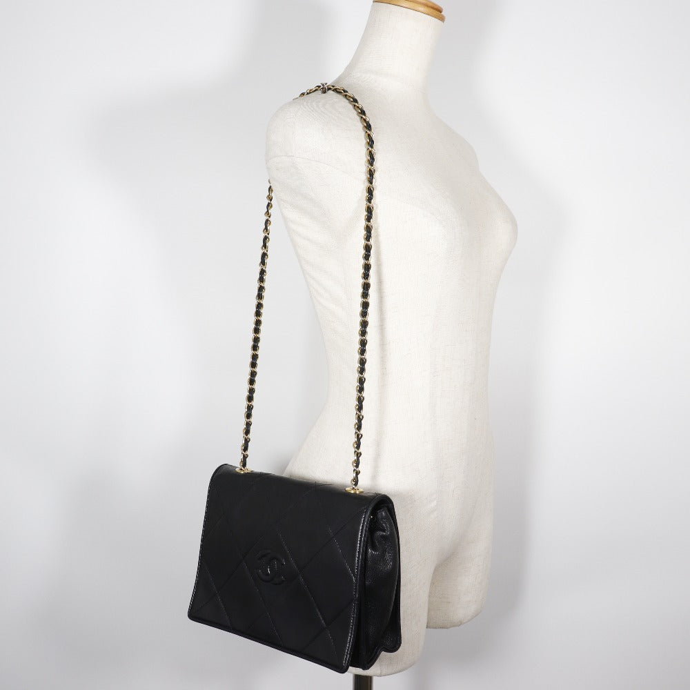 CHANEL Shoulder Bag lambskin black Diamond stitch ChainShoulder