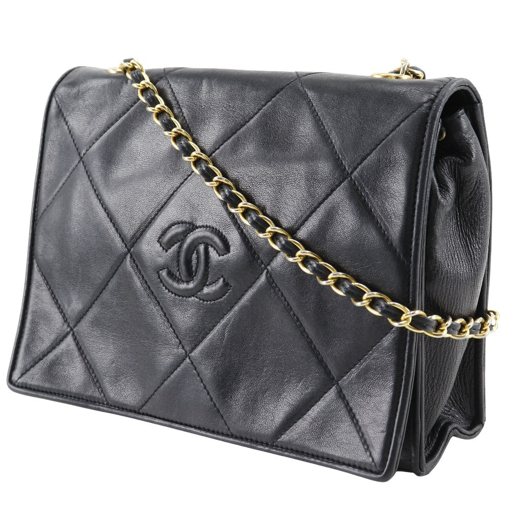 CHANEL Shoulder Bag lambskin black Diamond stitch ChainShoulder