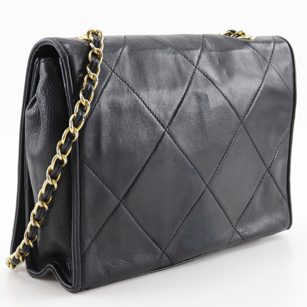 CHANEL Shoulder Bag lambskin black Diamond stitch ChainShoulder