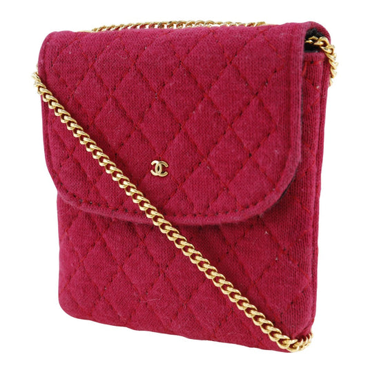 CHANEL Shoulder Bag cotton pink micro Chain pouch