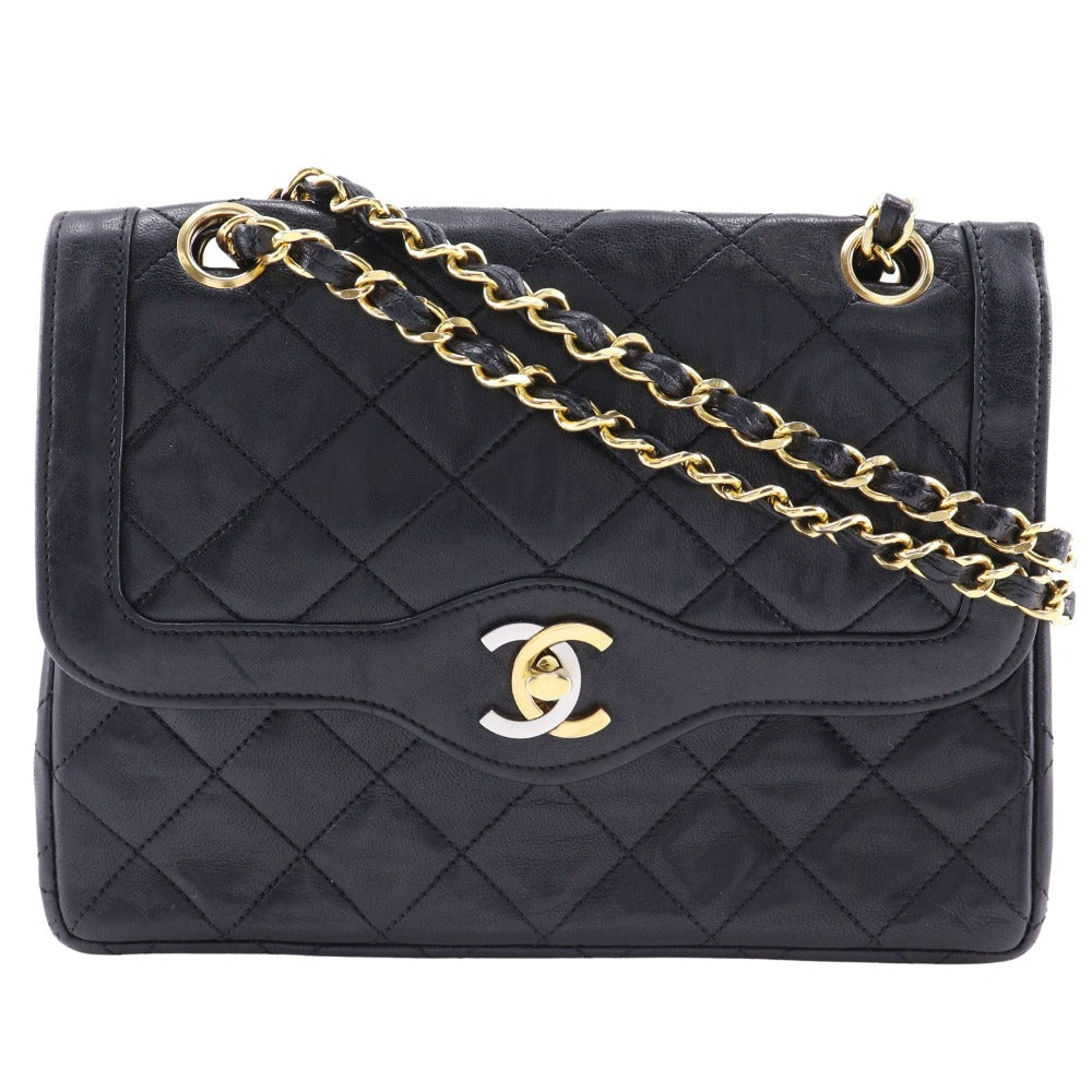 CHANEL Shoulder Bag lambskin black Matrasse ChainShoulder