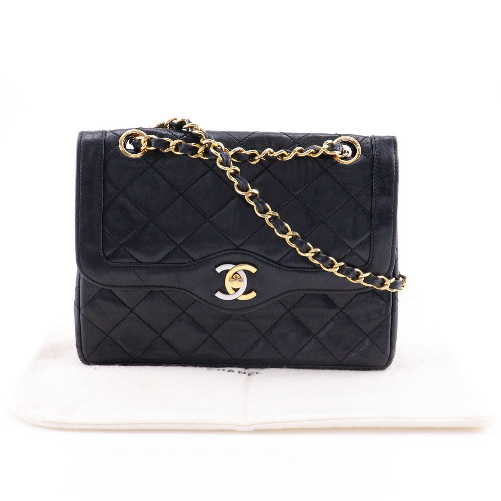 CHANEL Shoulder Bag lambskin black Matrasse ChainShoulder