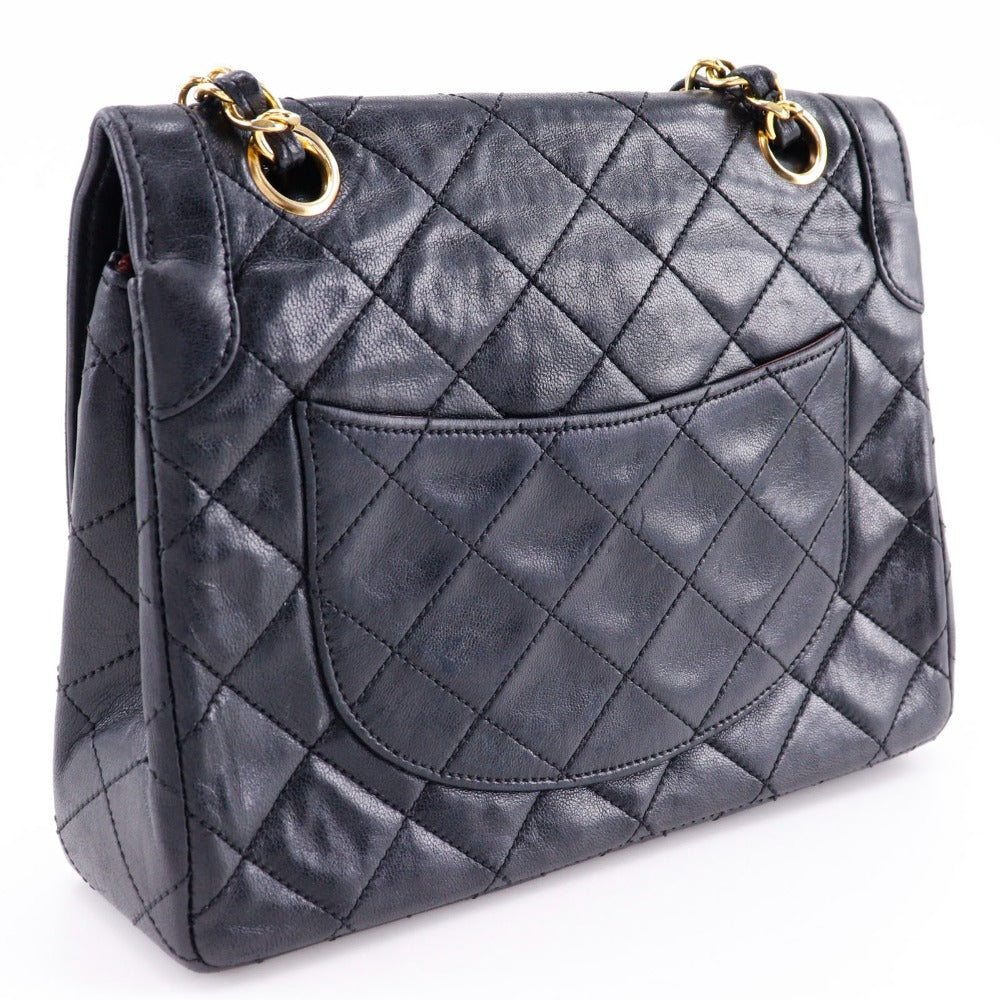 CHANEL Shoulder Bag lambskin black Matrasse ChainShoulder