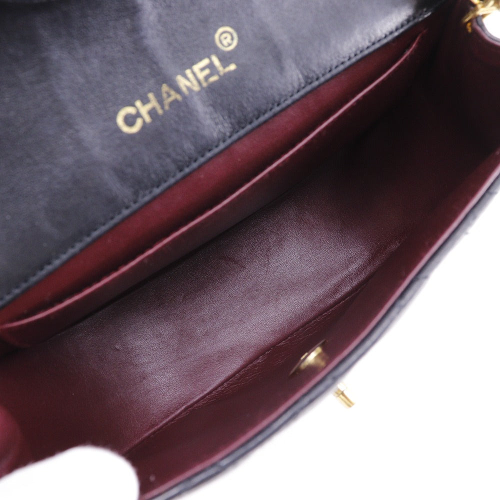 CHANEL Shoulder Bag Calfskin black Matrasse ChainShoulder
