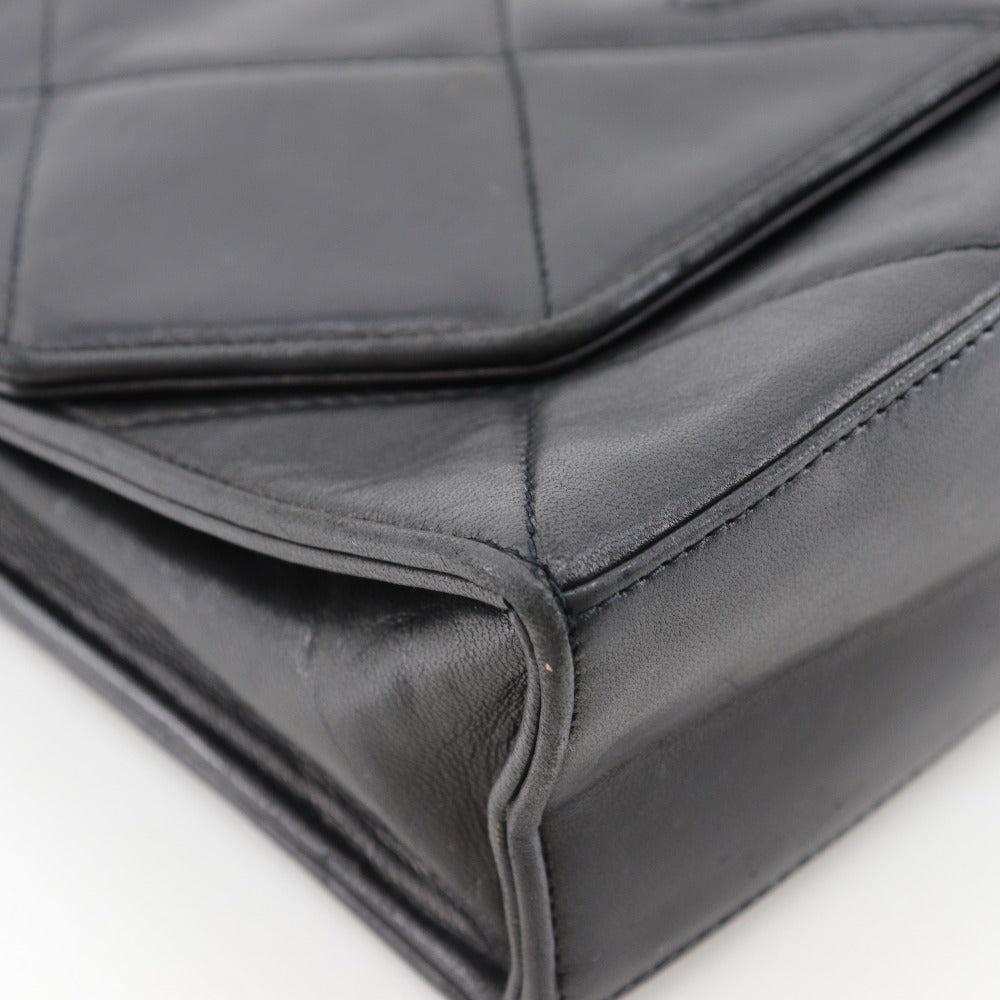CHANEL Shoulder Bag lambskin black Matrasse ChainShoulder