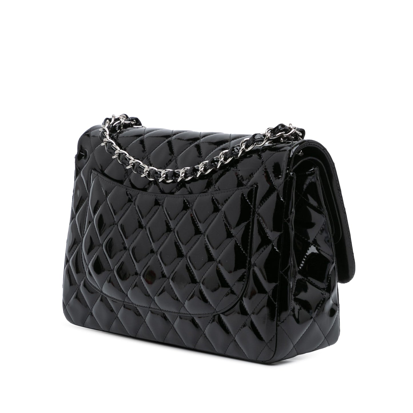 Black Chanel Jumbo Classic Patent Double Flap Shoulder Bag