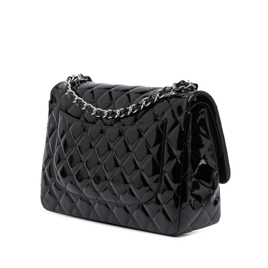 Black Chanel Jumbo Classic Patent Double Flap Shoulder Bag