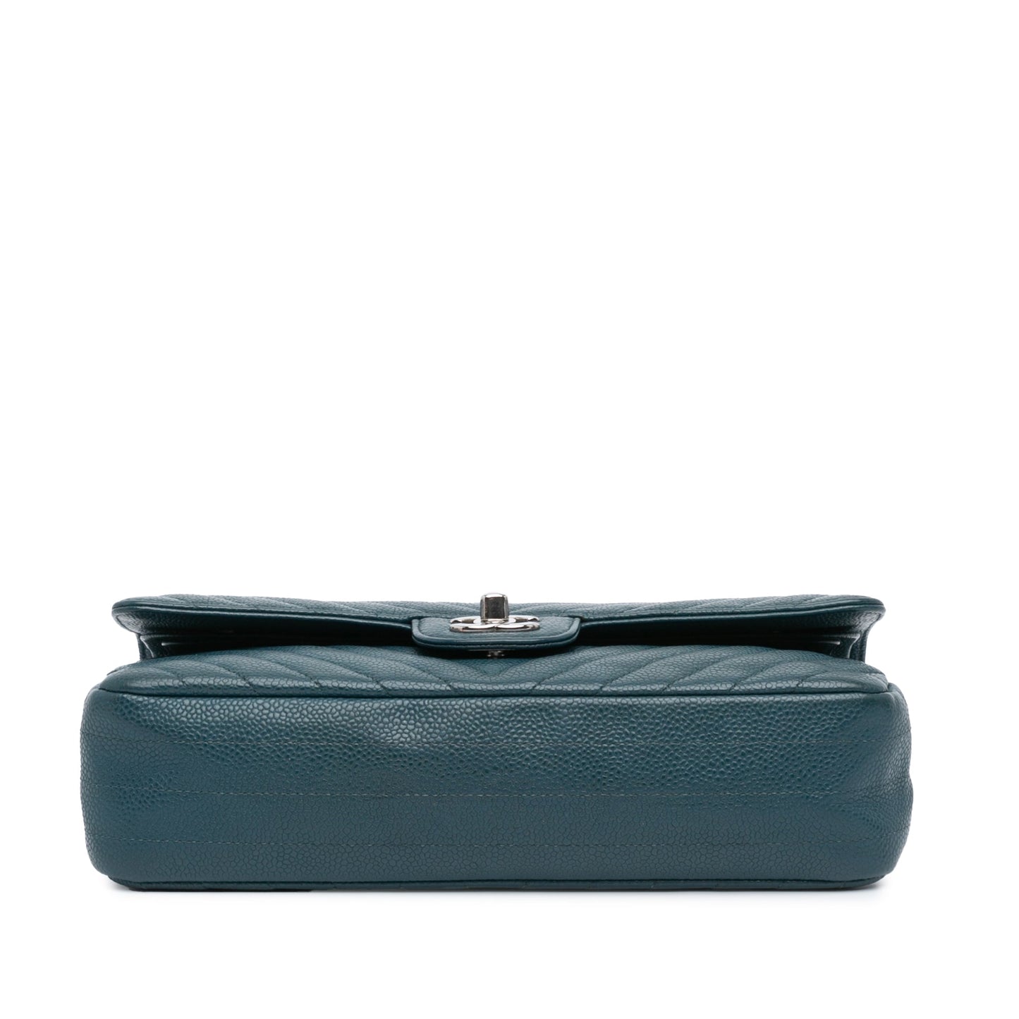 Blue Chanel Medium Classic Chevron Caviar Double Flap Shoulder Bag