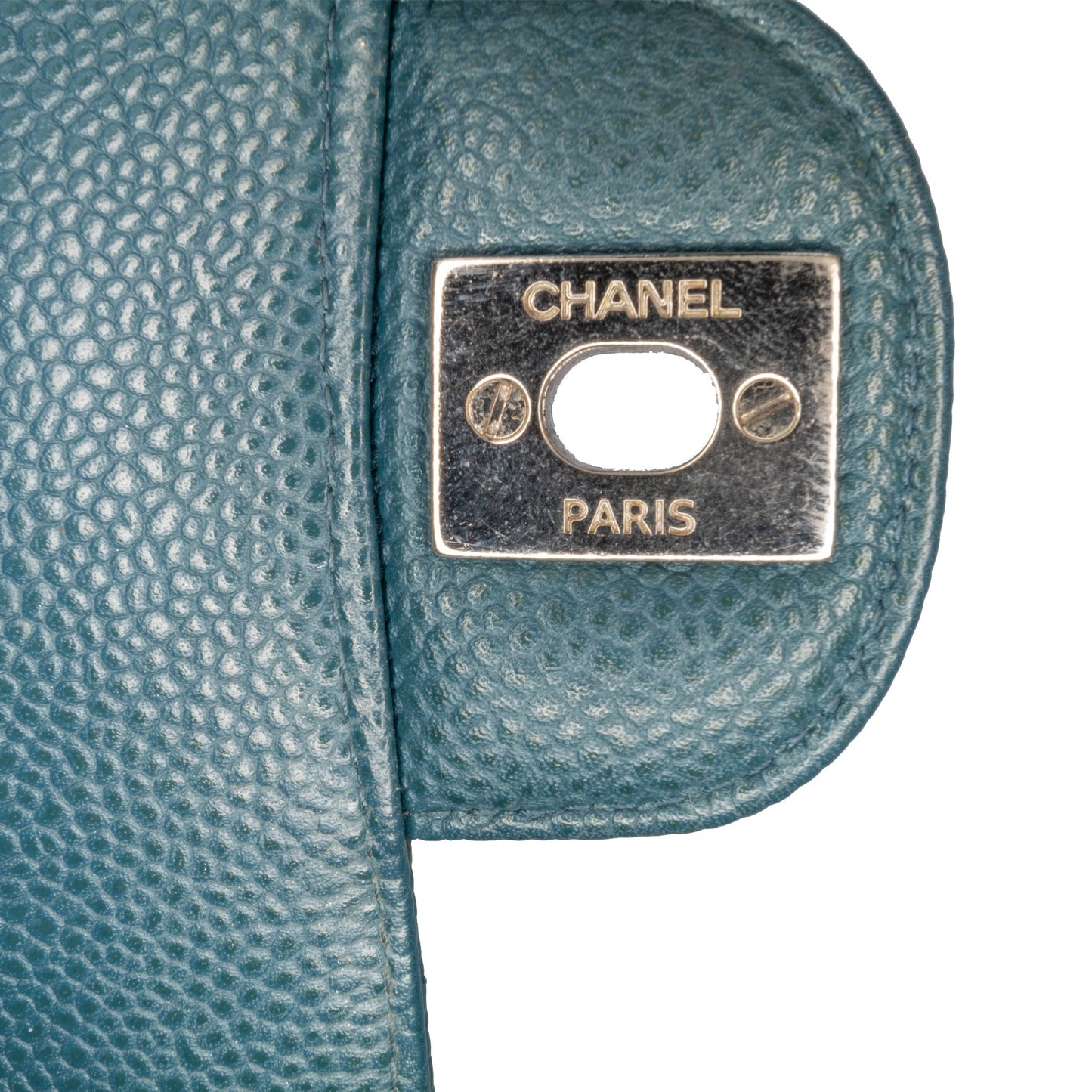 Blue Chanel Medium Classic Chevron Caviar Double Flap Shoulder Bag