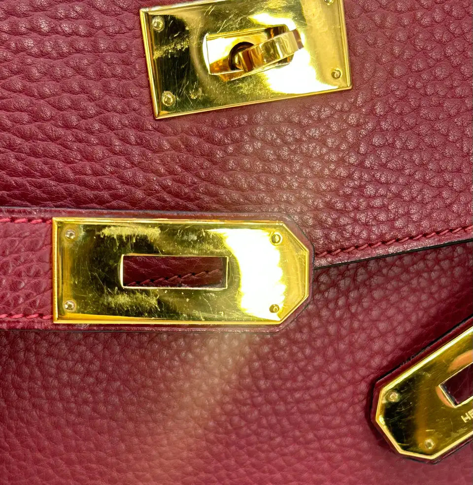 Hermes Rouge Clemence Leather Kelly 40