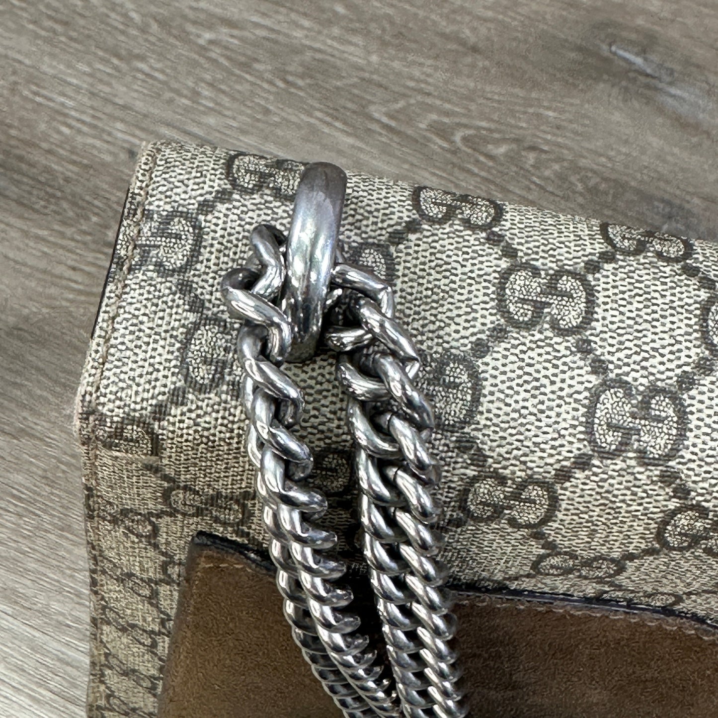 Gucci GG Supreme Monogram Medium Dionysus Shoulder Bag Taupe