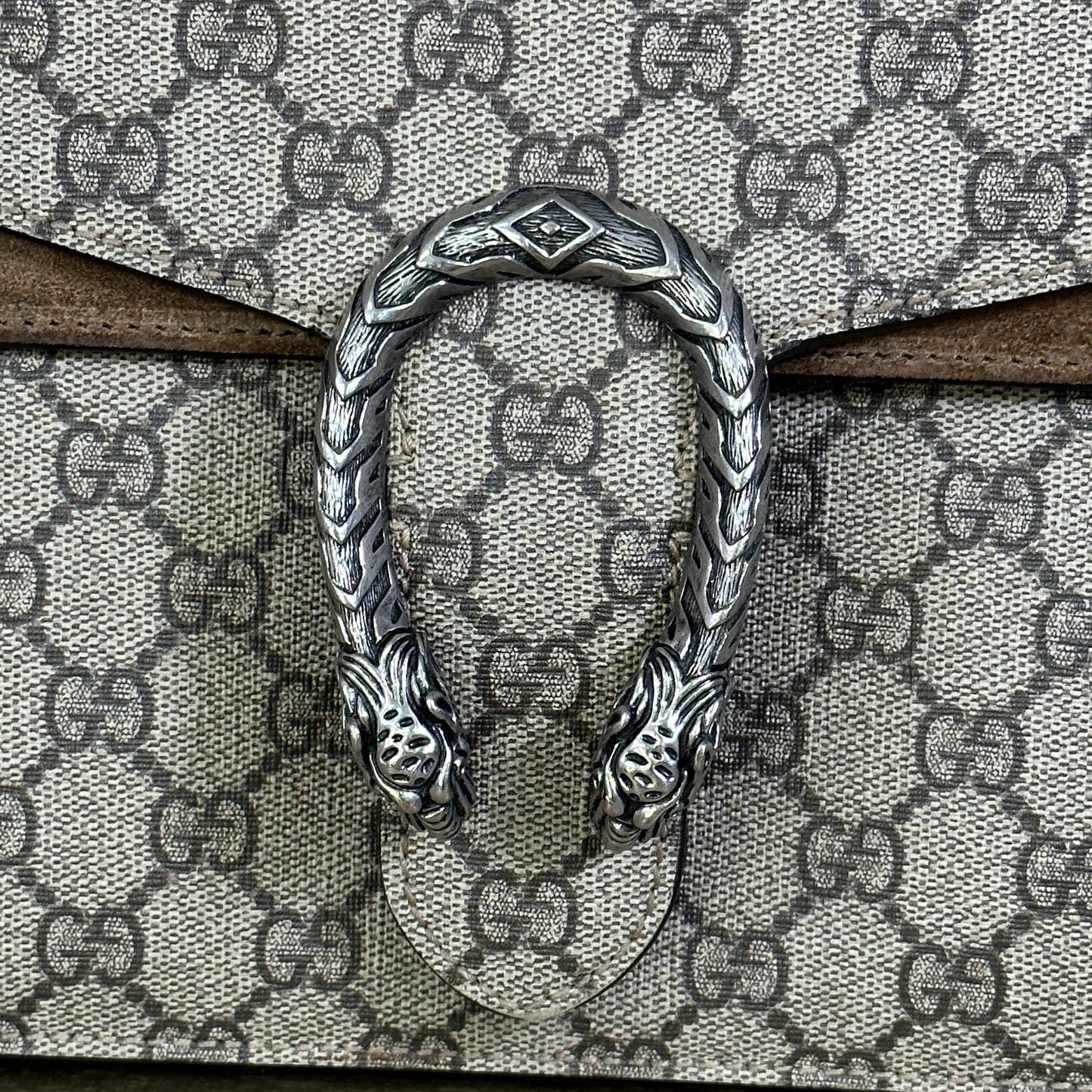 Gucci GG Supreme Monogram Medium Dionysus Shoulder Bag Taupe