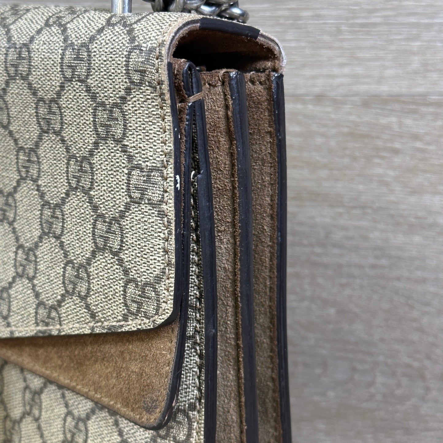 Gucci GG Supreme Monogram Medium Dionysus Shoulder Bag Taupe