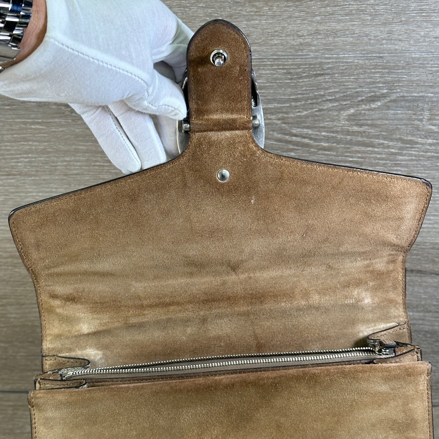 Gucci GG Supreme Monogram Medium Dionysus Shoulder Bag Taupe