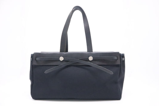 Hermes Herbag Cabas 40 in Black Canvas