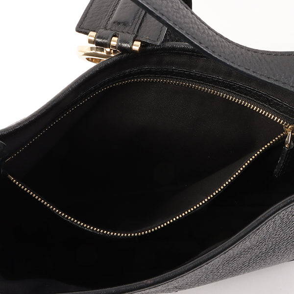 Gucci Calf Skin Logo Plate Jackie Shoulder Bag Black