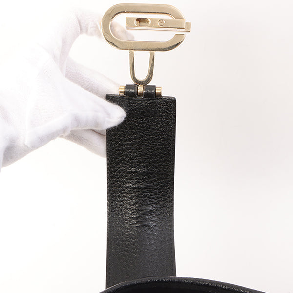 Gucci Calf Skin Logo Plate Jackie Shoulder Bag Black