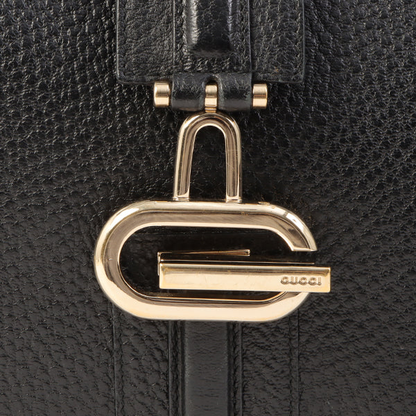 Gucci Calf Skin Logo Plate Jackie Shoulder Bag Black