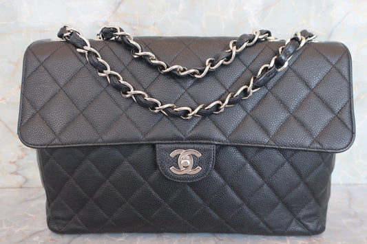 CHANEL/シャネル 中マトラッセシングルフラップチェーンショルダーバッグ キャビアスキン ブラック/シルバー金具 ショルダーバッグ 700070267