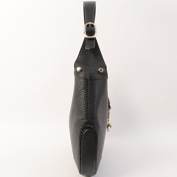 Gucci Calf Skin Logo Plate Jackie Shoulder Bag Black